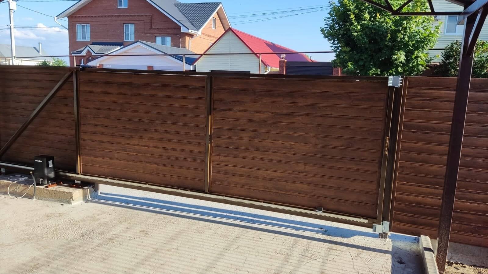 Забор-ранчо из металлопланкена 76м Printech Каштан 2-х сторонний фото3 в Атырау