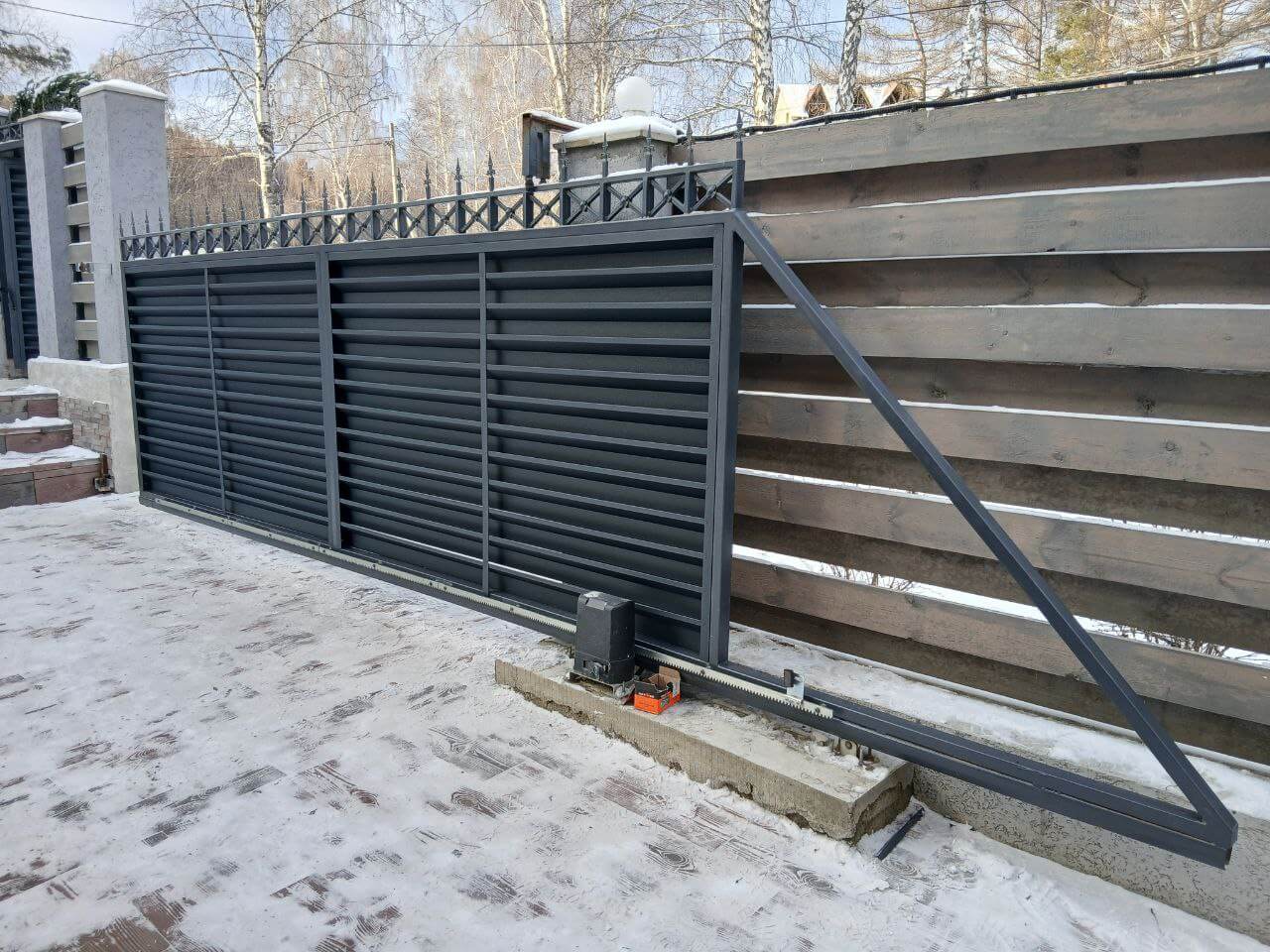 Входная группа из ламелей Хай-Тек RAL7024/7024 Серый Графит двусторонний МАТТЕ фото 23 в Атырау